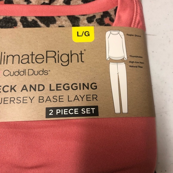 Climate Right by CUDDL DUDS Womens Pink Animal Print 2 Piece Pajama Set NWT - Picture 2 of 4